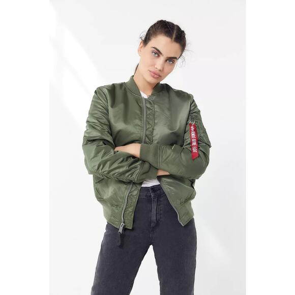 New Urban Outfitters Alpha Industries Ma-1 Bomber Jacket $200 MEDIUM Moss Green - Picture 2 of 9